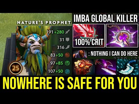 Nowhere is Safe Mass Ganking | Nature's Prophet with 100% Crit + Nullifier Deleted AM Godlike DotA 2