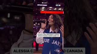 Alessia Cara performs the Canadian National Anthem ahead of Game 2 of the World Series 🇨🇦 #mlb