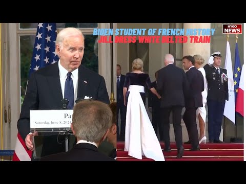 Biden Mumbles He’s Student of French History; Jill donned dress with white belted train