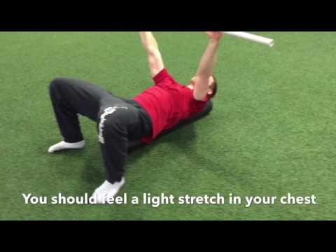 Overhead foam roller shoulder mobility stretch