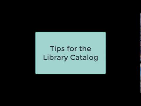 Tips For The Library Catalog