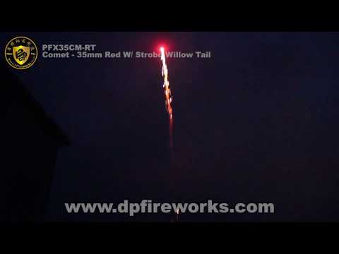 1.4G PRO FIREWORKS: COMET - 35MM RED WITH STROBE WILLOW TAIL PFX35CM RT