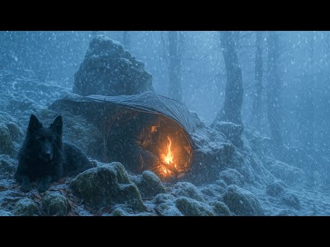 Surviving Under a Rock in -27°C | No Tent, No Sleeping Bag, Just a Fire in a Blizzard
