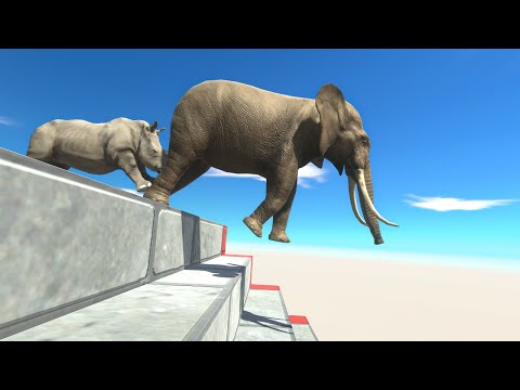 Run and Go Down the Stairs and the Mega Ramp - Animal Revolt Battle Simulator