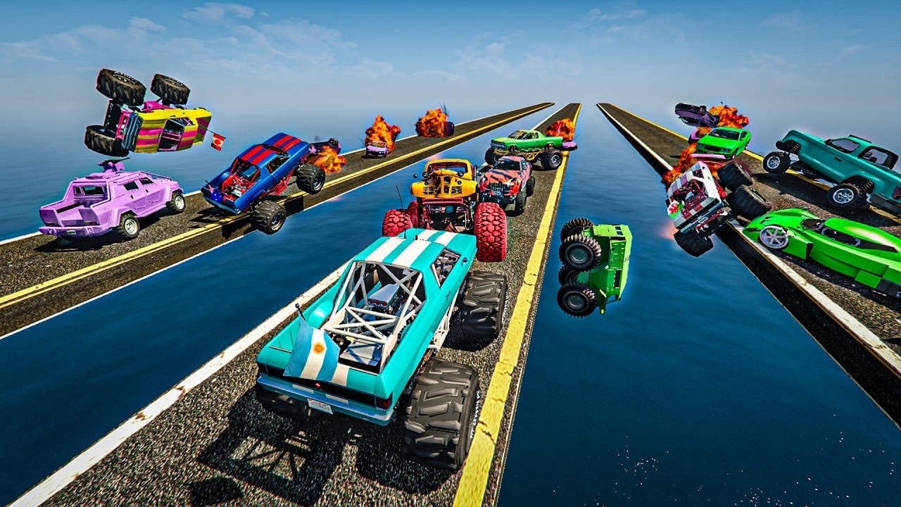 EL ÚLTIMO EXPLOTA CON COCHES ALEATORIOS!! CARRETERAS EXTREMAS! - GTA 5 ONLINE