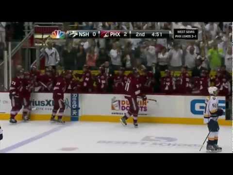 Martin Hanzal goal. Nashville Predators vs Phoenix Coyotes Game 5 5/7/12 NHL Hockey