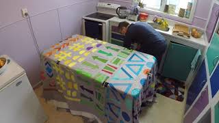How to baste a very large quilt on a small table