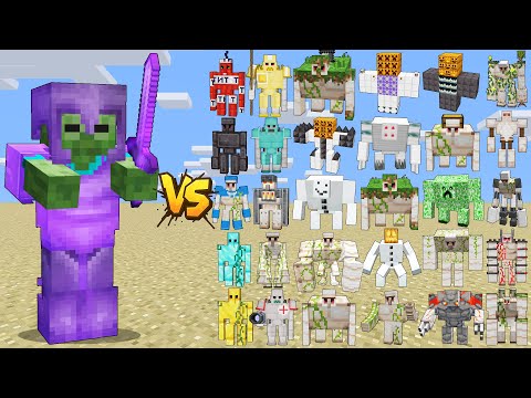ZOMBIE BOSS VS ALL GOLEMS – BUFFED ZOMBIE AND GOLEM FAMILY | EPIC MINECRAFT BATTLE