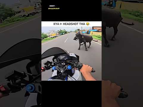 💥 KYA→ HEADSHOT THA BHAI 😂#funny #viral #motvlog #rider #cow #r15v4 #tranding #video