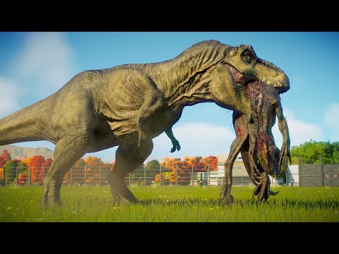 TYRANNOSAURUS REX vs ALL LARGE HERBIVORE & CARNIVORE ON ISLA NUBLAR - Jurassic World Evolution 2