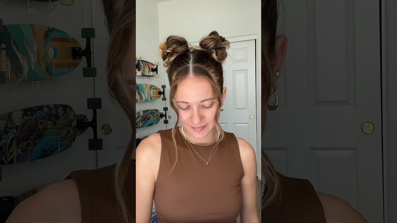 Space bun hair tutorial 🤎🤎 #hair #hairtutorial #hairstyle #haircare