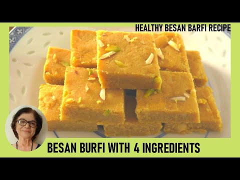 Healthy Besan Barfi / Besan Burfi With Less Ghee / Halwai Style Besan Burfi Recipe