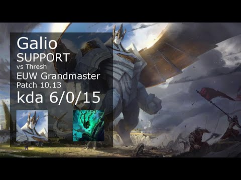 Galio Support & Syndra vs Thresh & Varus - EUW Grandmaster 6/0/15 Patch 10.13 Gameplay