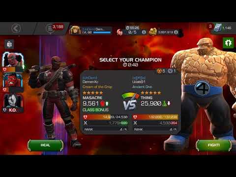 Tier 4 Alliance war R4 55/55 Masacre Vs R4 Thing (Marvel Contest of Champion)
