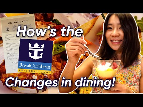 MUDANÇAS nas experiências gastronômicas da Royal Caribbean Novos menus das salas de jantar principais da Royal Caribbean