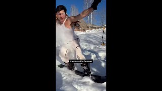 boy dinner in the wild @itsQCP #pasta #cooking #snow