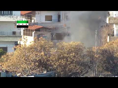 استهداف حاجز حميدة الطاهر من قبل فرقة أسود السنة بمدفع اس بي جي9 في مدينة درعا