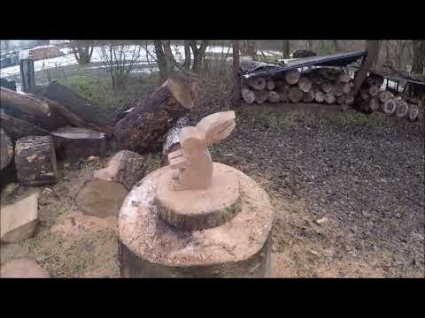 Deko Hase ruck zuck mit Motorsäge schnitzen