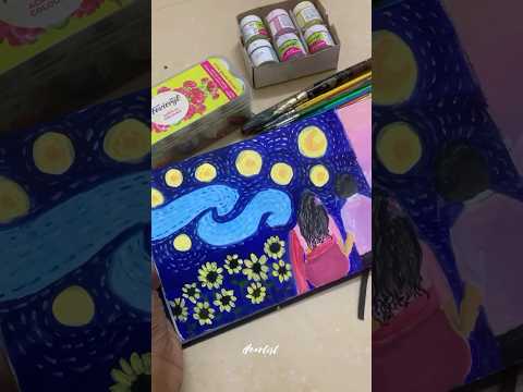 Starry night ft Ilayaraja 🌙 #art #acrylicpainting  #statisfying #artist #vangogh