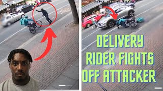 UBER EATS rider fights off a thug wielding a knife