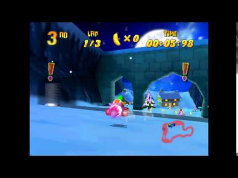 Diddy Kong racing N64 Walkthrough 16 - Snowflake Mountain (World 2) silver coin challenge part 2