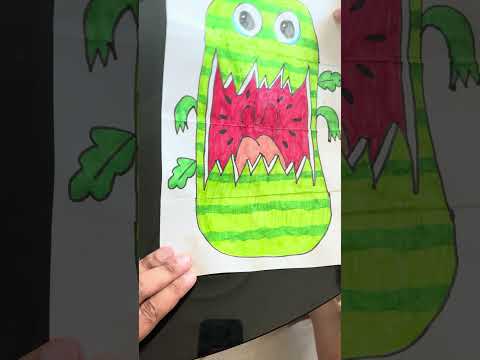 Watermelon Monster 🍉 #watermelon #tasty #fruit #creative #drawing #origami #demure #shorts