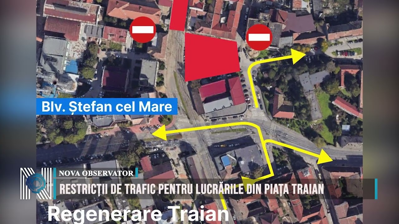Restricții de trafic pentru lucrările din Piața Traian