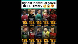 Highest individual score in IPL History👑#shorts #cricket #ipl #kkr #csk #rcb #dc #mi #viral #video