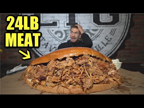WORLDS BIGGEST PULLED PORK SANDWICH CHALLENGE (24LB PORK) | CRAZIEST FOOD CHALLENGE I HAVE EVER SEEN
