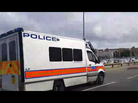 Metropolitan police van in Weymouth going to Portland Dorset