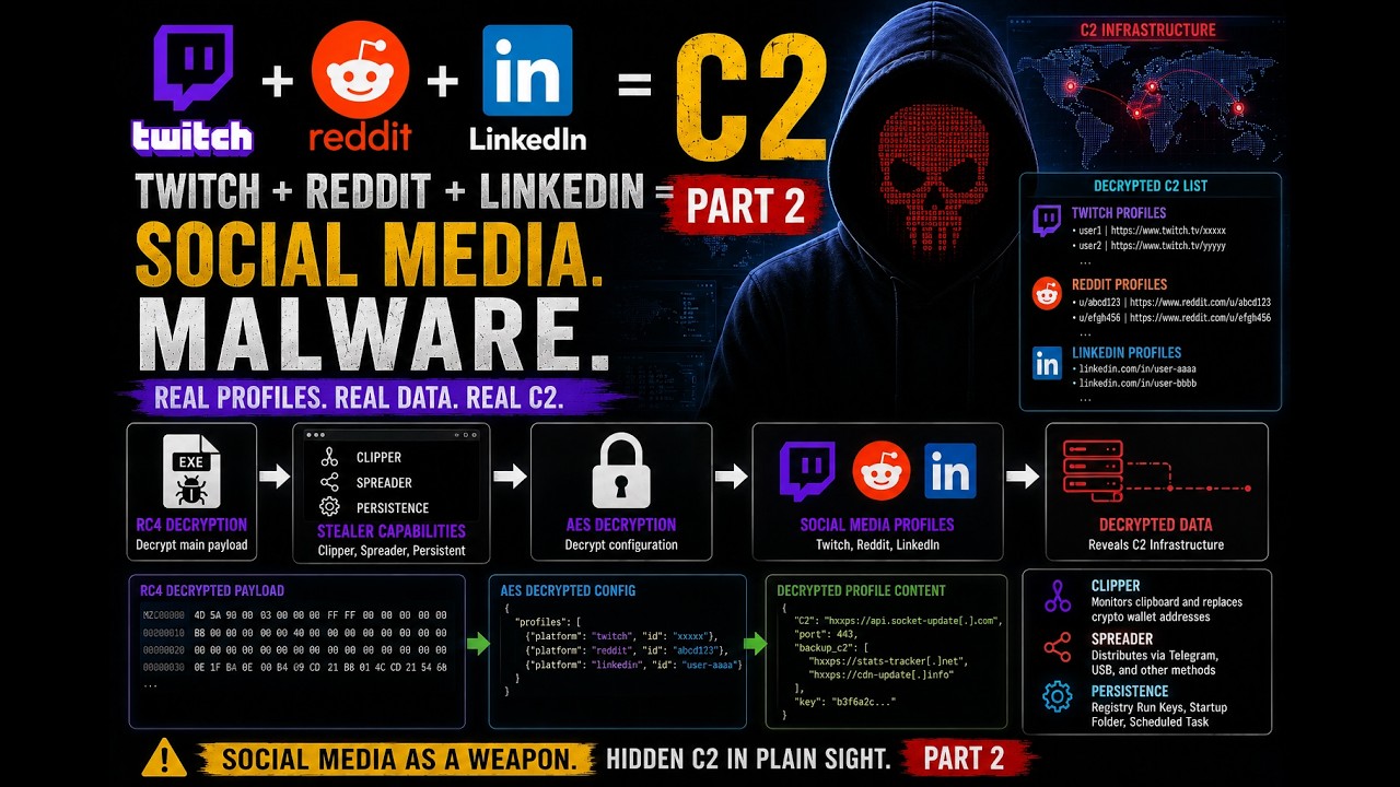 Reverse Engineering a Social Media Malware | Twitch, Reddit, and LinkedIn as Malware C2? Part 2