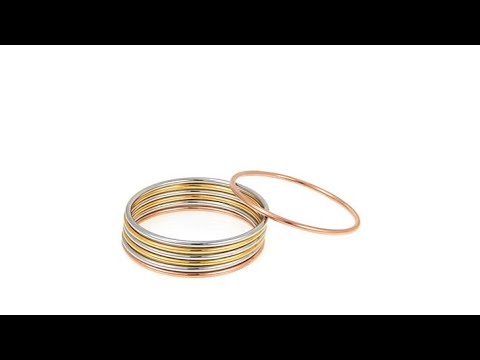 Stately Steel Set of 7 Bangle Bracelets