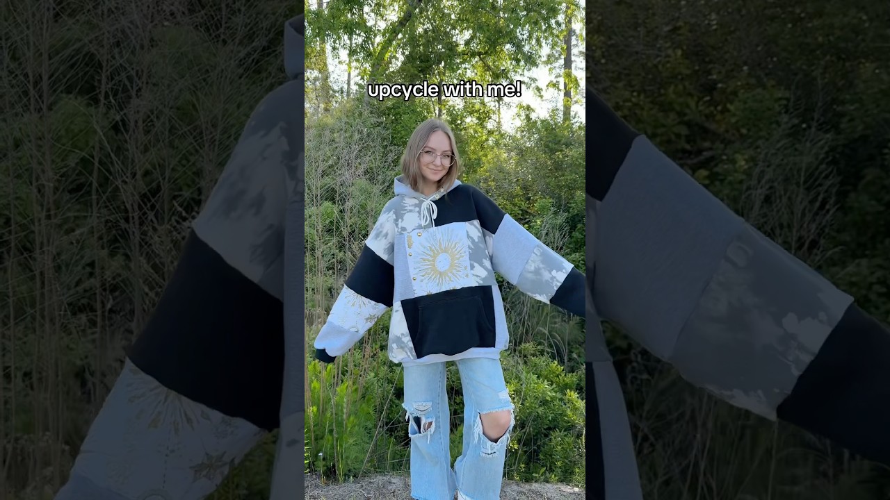 vintage celestial hoodie upcycle 🌞✨🌟 #upcycling #sewing #sustainablefashion #celestial