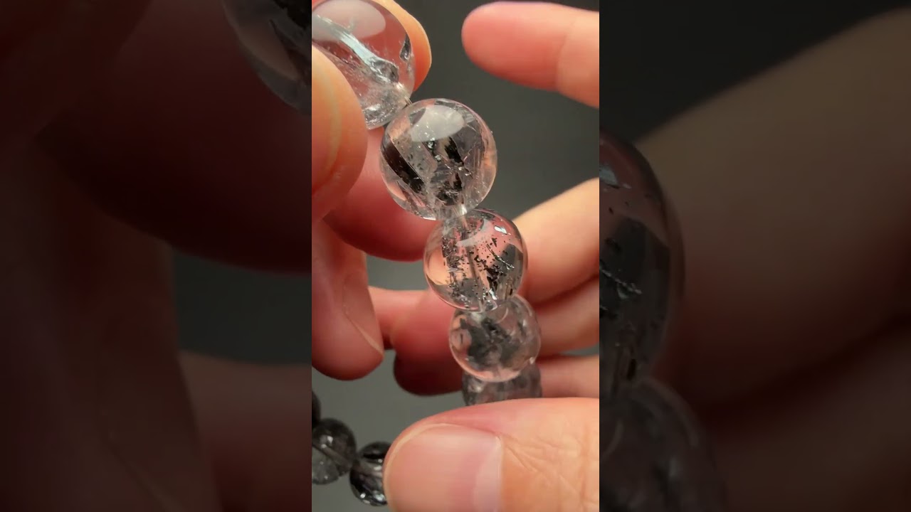 [希少サイズ！トップクォリティ]スティブナイトインクォーツブレスレット（約14mm玉・この品質を同サイズで揃えることは極めて困難！）★現品動画あり-slide-youtube