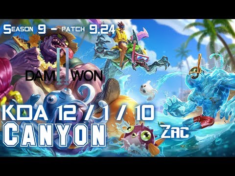 DWG Canyon ZAC vs LEE SIN Jungle - Patch 9.24 KR Ranked