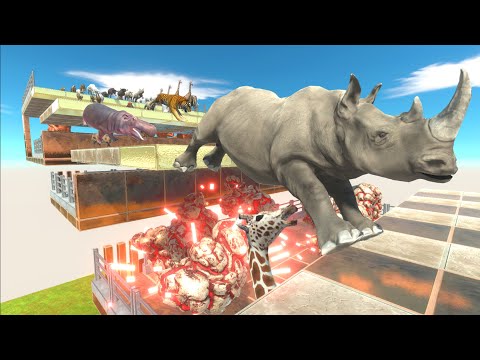 Death stairs challenge for mammals - Animal Revolt Battle Simulator