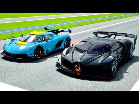 Bugatti Black Devil VGT vs Koenigsegg Jesko with Jet Engine at Autobahn