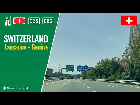 Driving in Switzerland: Autoroute A1 E25 E62 from Lausanne to Genève