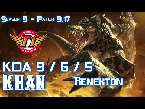 SKT T1 Khan RENEKTON vs AKALI Top - Patch 9.17 KR Ranked