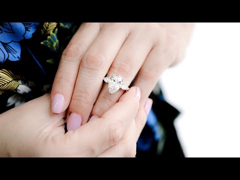 4 ct Pear Three Stone Lab Created Diamond Engagement Ring in Platinum | Ada Diamonds