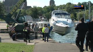preview picture of video 'Frombork: w kanale portowym zatonęła łódź motorowa[video]'