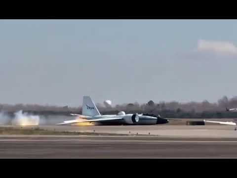 NASA WB-57 Jet's Fiery Belly Landing at Ellington Field - Crew Safe After Gear Failure