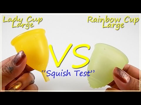 Lady Cup Lg vs Rainbow Cup Lg "Squish Test" - Menstrual Cups