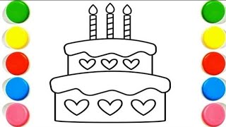Cute Cake 🎂🎉 Drawing, Painting & Coloring For Kids and Toddlers_ Kids Art