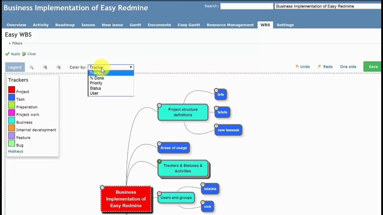 WBS Redmine Plugin - https://www.easyredmine.com/redmine-wbs-plugin