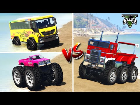 Iveco Monster Bus vs Rally Hauler vs Monster Truck 🚌 Epic GTA 5 Vehicle Showdown!