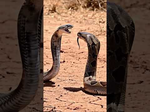 Clash of Giants Python Faces the King Cobra#shorts #kingcobra #animals #kingsnake #meerkat