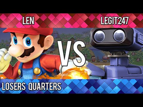 Smash2School - Len (Mario) vs. Legit247 (R.O.B., Diddy, Mii Brawler) - Losers Quarters - SSB4