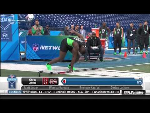 Chris Jones Defensive Lineman Crashes Out Of NFL Combine 40 Yard Dash Due To Dick Falling Out