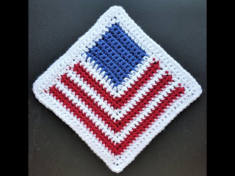 HOW TO CROCHET: 01 Patriotic Dishcloth Part 1 for beginners by Cheryl Dee Crochet